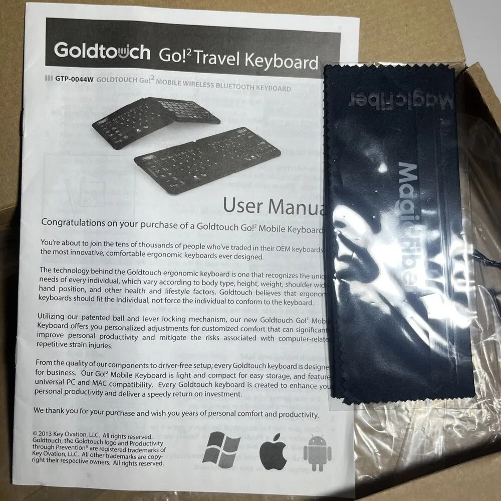 Goldtouch Keyboard SK-2770 Wireless Bluetooth Adjustable Ergonomic Tested